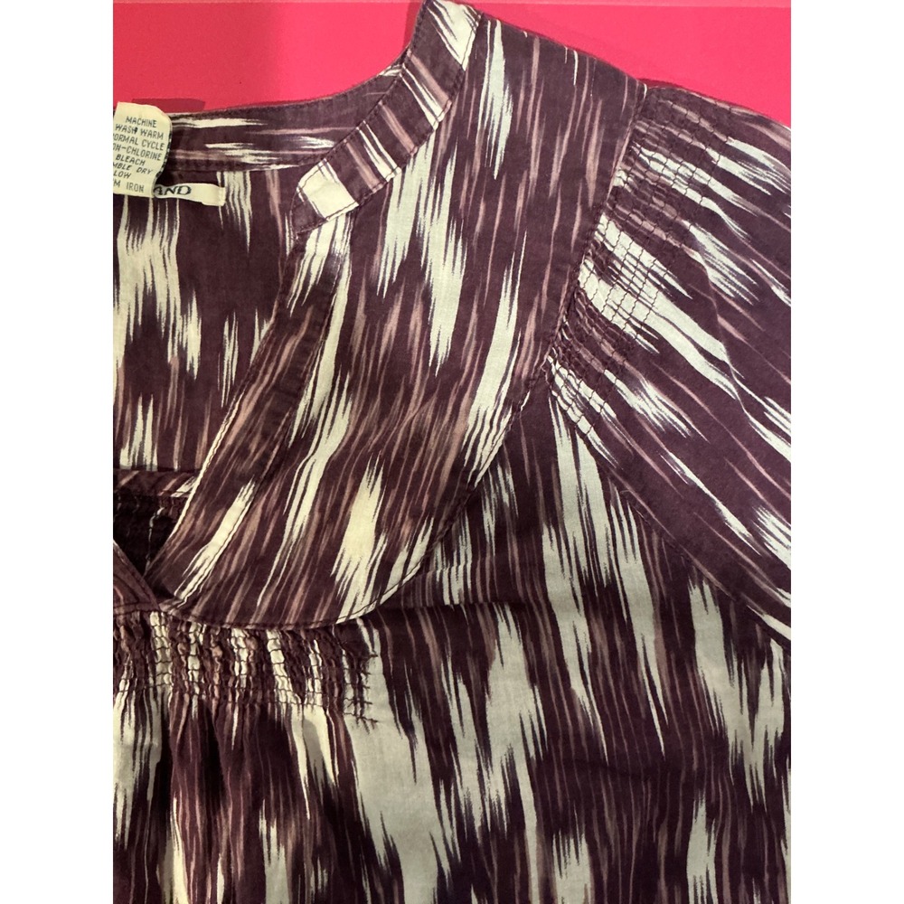 Lucky Brand Womens Purple Ikat Print Tunic Top Sz L Aztec Y2K Art To Wear Boho - Picture 9 of 9